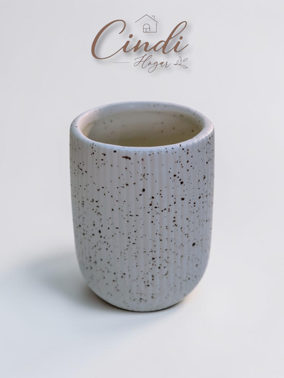 Vaso porta cepillos cerámica - BLANCO JASPEADO