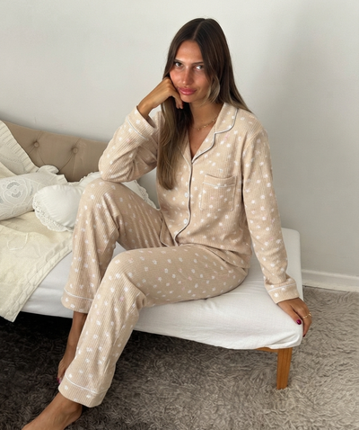 Pijama Katy | Beige c florcitas 