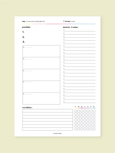 Planner vertical semana a la vista - mes a la vista