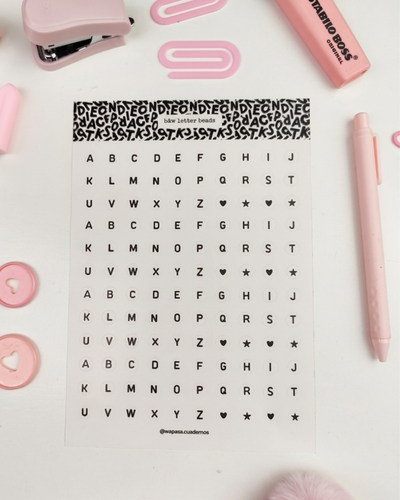 Plancha de stickers letter beads