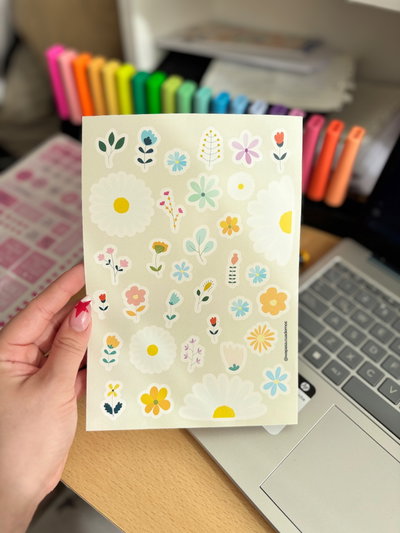 Plancha de stickers floral 