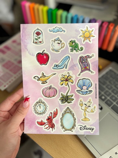 Plancha de stickers princesas Disney 