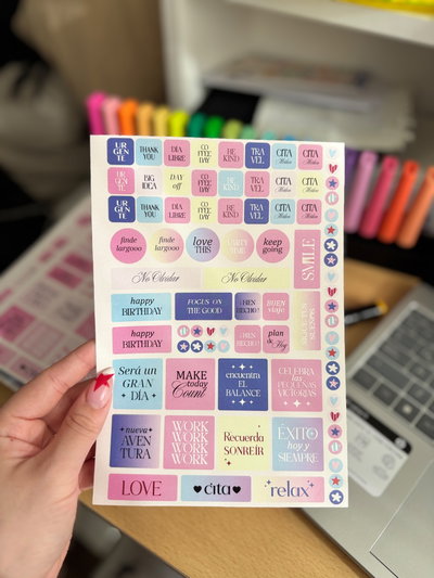 Plancha de stickers planner agenda 