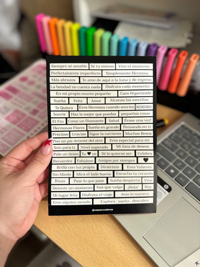 Plancha de stickers frases emotivas