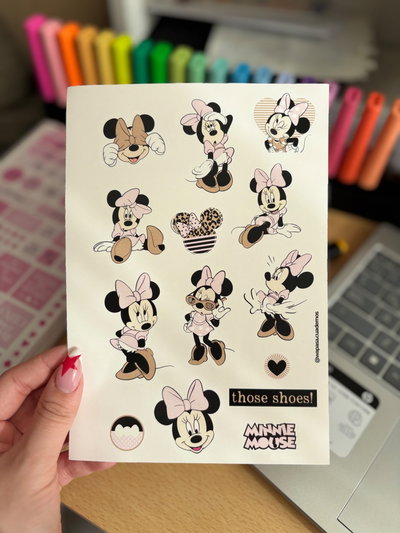 Plancha de stickers Minnie animal print 
