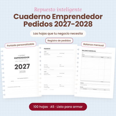 Repuesto cuaderno emprendedor pedidos 