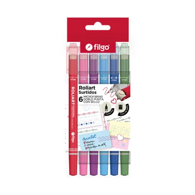 Microfibra Filgo doble punta con sello Roliart x6