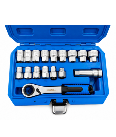 Juego Set Kit Tubos Pasantes Encastre 3/8″ 1/2″ x 17 Piezas Ruhlmann RU22010