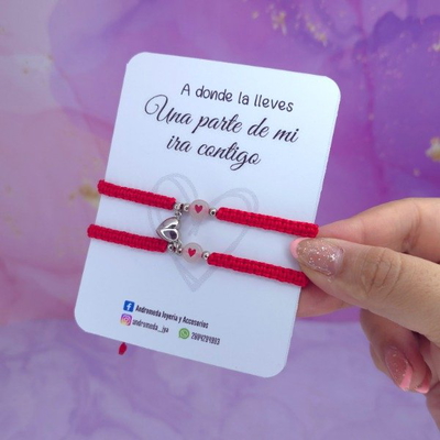 Pulseras p/compartir con iman - luminiscente rojas