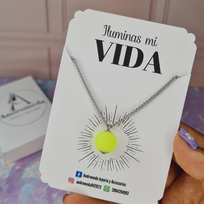 Collar perla Luminicente amarillo fluor AQ