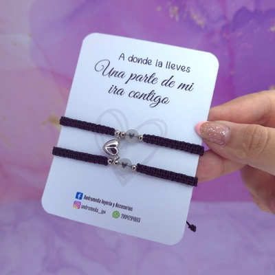 Pulseras p/compartir con iman - luminiscente negra