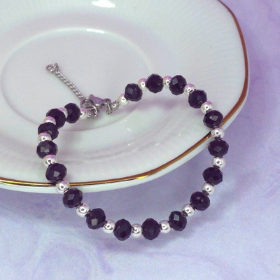 Pulsera Cristal de roca 6mm negro opaco