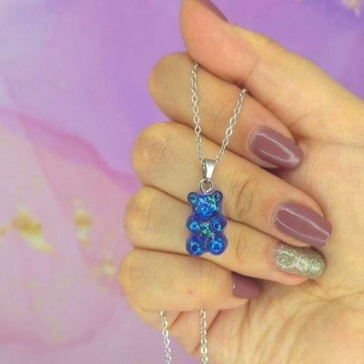 Collar Gummy Azul tornasol AQ