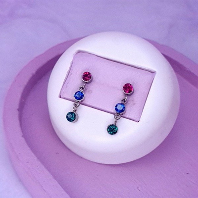 Aros triple cristal colores AQ