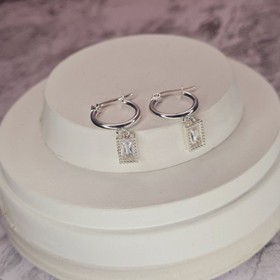 Aros argolla cristal transparente rect AB