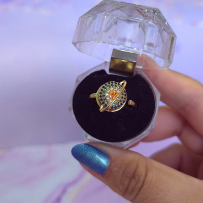 Anillo Giratorio saturno micropave colores AD