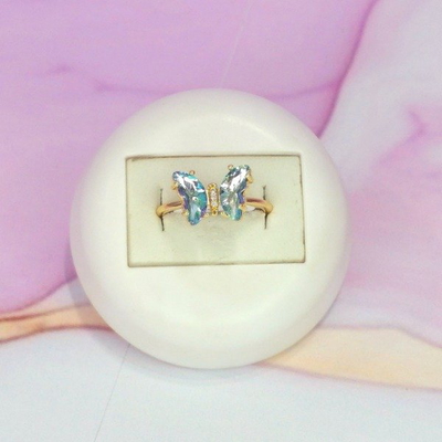 Anillo mariposa circonia celeste tornasol LO