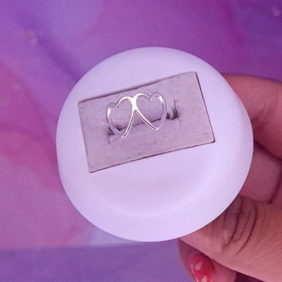 Anillo corazon calado doble AB