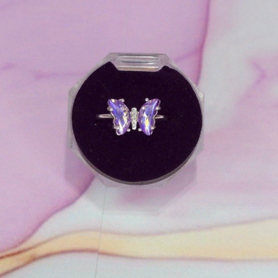 Anillo mariposa circonia lila tornasol LP