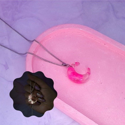 Collar Luna 3D Luminiscente Fucsia AQ