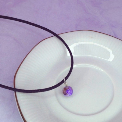 Choker gamuza negro dije marmol violeta JB