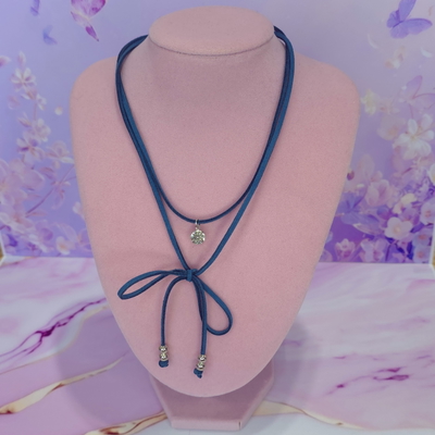 Choker Lola regulable gamuzado azul petroleo JB