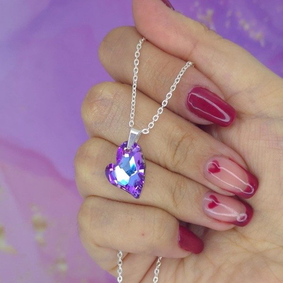 Collar corazon irregular lila tornasol AB