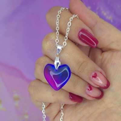 Collar corazon grande Cdr bicolor azul/fucsia AB