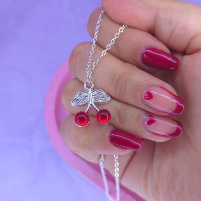 Collar Cherry hojas con stras AB