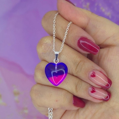 Collar corazon Cdr bicolor violeta/fucsia AB