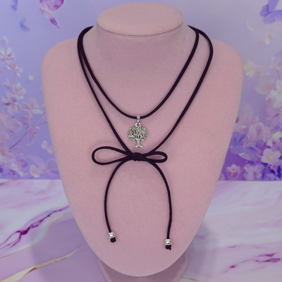 Choker Arbol de la vida regulable gamuzado negro JB