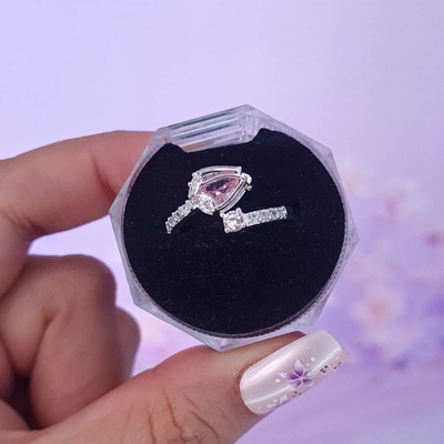 Anillo Tulipan circonia rosa con Micropave PL