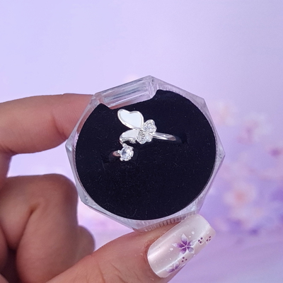 Anillo Mariposa blanco con circonia PL