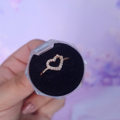 Anillo Corazon hueco con micropave LO