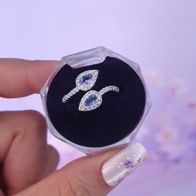 Anillo Gotas circonia Lila con Micropave PL