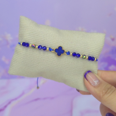 Pulsera regulable trebol azul M1