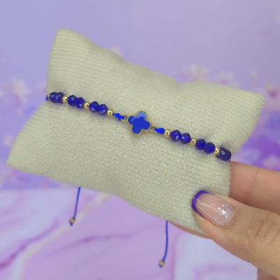 Pulsera regulable trebol azul M2