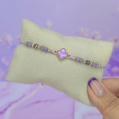 Pulsera regulable trebol lila M1