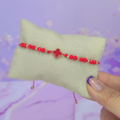 Pulsera regulable trebol rojo M2