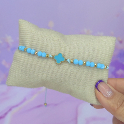 Pulsera regulable trebol celeste M2