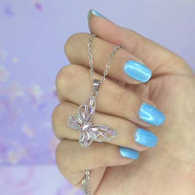 Collar Mariposa circonias Rosas AQ