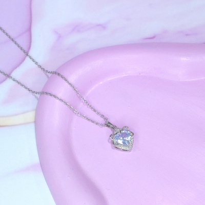 Collar Corazon circonia Blanco AQ