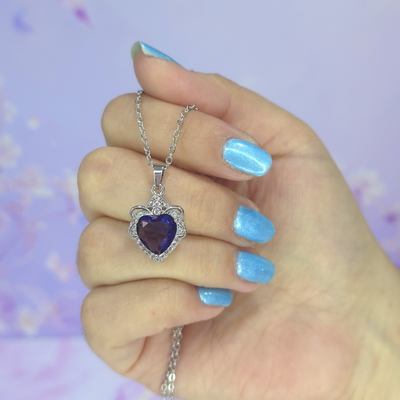 Collar Corazon circonia violeta AQ