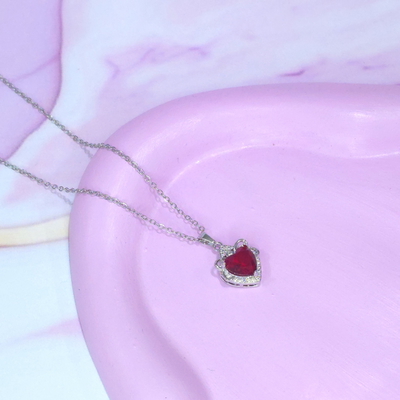 Collar Corazon circonia Roja AQ