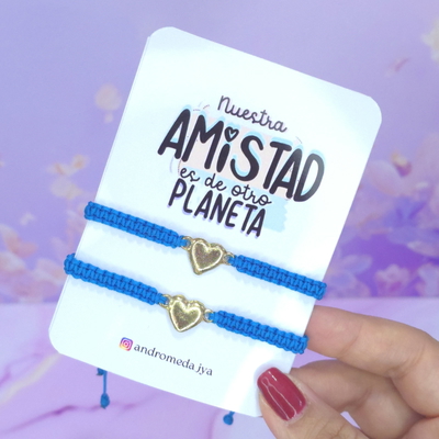 Pulseras turquesa corazon dora x2
