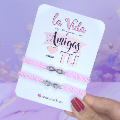 Pulsera rosa infinito Pla x2