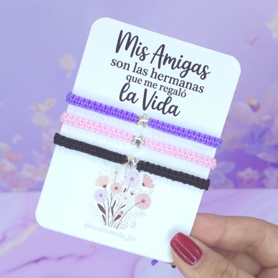 Pulseras colores estrellas pla x3