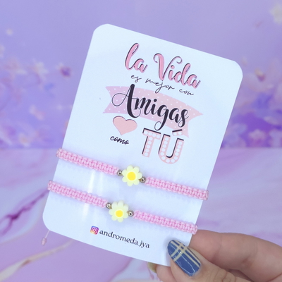 Pulseras Rosas margarita x2
