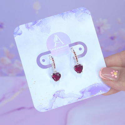 Aros Huggies micropavé corazon rubi AB