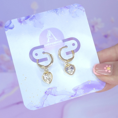 Aros Argolla corazon cristal colgante AD